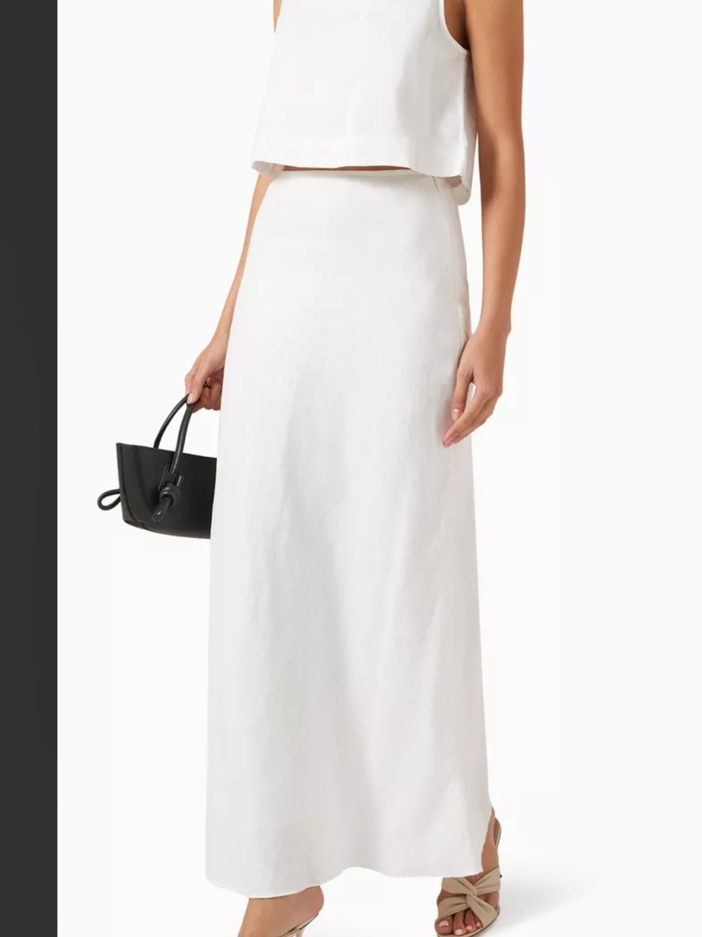 White Linen A-Line Skirt - Picture 3 of 6